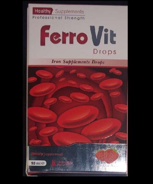 Ferro Vit Drops - Iron For Children Strawberry Flavor Healthy Supplements 50 ML Kuwait نقط فيرو فيت حديد للأطفال بطعم الفراولة 50 مل هيلثى سبليمنتس الكويت