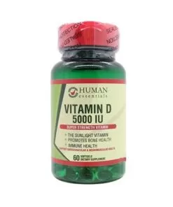 Human Essentials Vitamin D 5000 IU 60 Capsules Kuwait كبسولات هيومان فيتامين د 5000 وحدة دولية 60 كبسولة الكويت