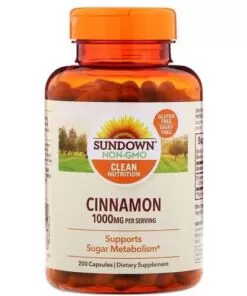 Sun Down Cinnamon 1000 Mg 200 Capsules For Blood Sugar & Cholesterol Support Kuwait كبسولات القرفة لتنظيم الكوليسترول و السكر فى الدم سينامون 1000 مج صن داون الكويت