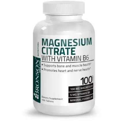 Bronson Magnesium + Vitamin B6 100 Tablets Kuwait برونسون مغنيسيوم + فيتامين ب6 100 قرص الكويت