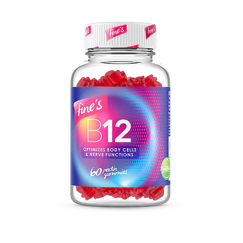 Fine`s B12 60 Gummies For Adults Kuwait فاينز حلاوة بى 12 مكمل غذائى 60 قطعة مقوي للدم ويدعم صحة العظام ويمنع هشاشة العظام. تحسين المزاج وأعراض الاكتئاب. دعم صحة الشعر والبشرة والأظافر الكويت