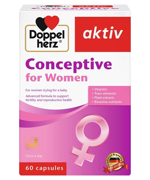 Doppel Herz Aktiv Conceptive For women 60 Capsules For Fertility Kuwait دوبل هيرتز اكتيف مكمل غذائى للنساء لزيادة الخصوبة 60 كبسولة الكويت