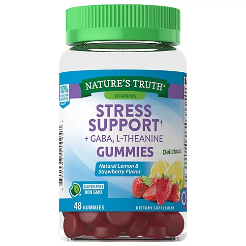Nature's Truth Stress Support Plus Gaba Plus L Theanine Strawberry 48 Gummies Kuwait ناتشرز تروث 48 حلاوة مضغ فراولة للاسترخاء سبورت بلس غابا بلس ال ثيانين الكويت