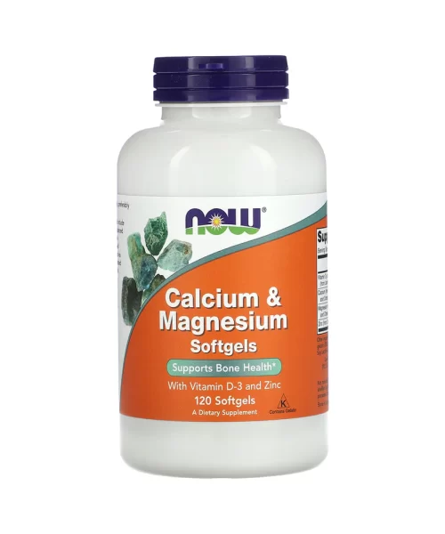 Now Calcium & Magnesium with Vitamin D3 & Zinc 120 Softgels Kuwait ناو كالسيوم و ماغنيسيوم مع فيتامين د3 و زنك 120 كبسولة هلامية الكويت