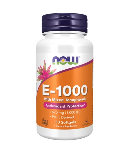 Now Vitamin E 1000 670 mg (1,000 IU) 50 Softgels Kuwait ناو فودز فيتامين هـ 670 مج (1000 وحدة دولية) - 50 كبسولة هلامية الكويت