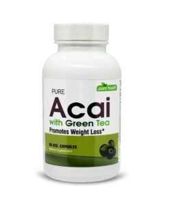 Pure Health Pure Acai & Green Tea 60 Capsules For Weight Loss Kuwait بيور هيلث مكملات لتخفيف الوزن بالشاي الأخضر والآساي 60 كبسولة نباتية الكويت