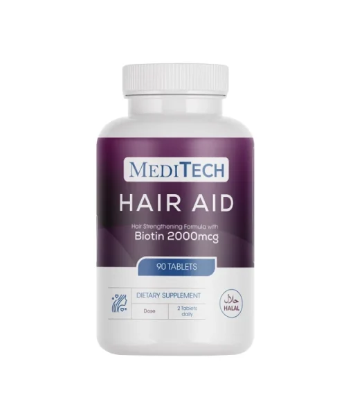 MediTech Hair Aid With Biotin 2000 MCG 90 Tablets Kuwait ميديتيك اقراص للشعر هير ايد ويث بوتين 2000 ميكروغرام 90 قرص الكويت 1