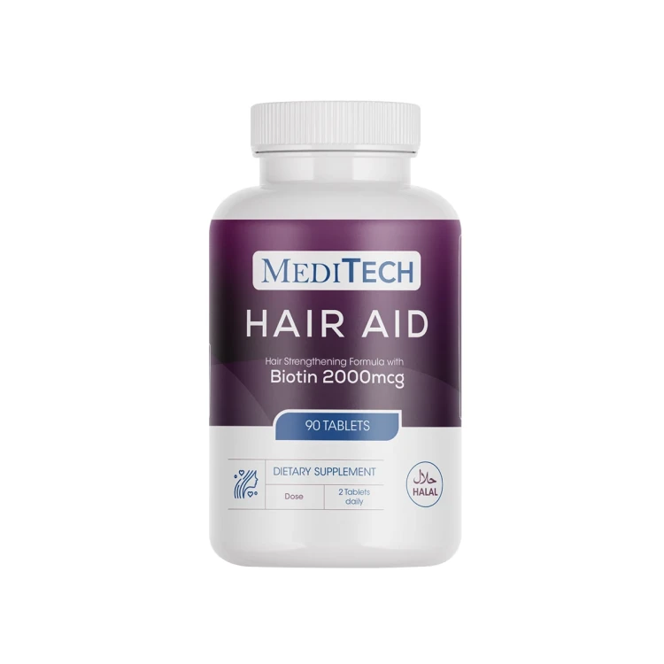 MediTech Hair Aid With Biotin 2000 MCG 90 Tablets Kuwait ميديتيك اقراص للشعر هير ايد ويث بوتين 2000 ميكروغرام 90 قرص الكويت 1