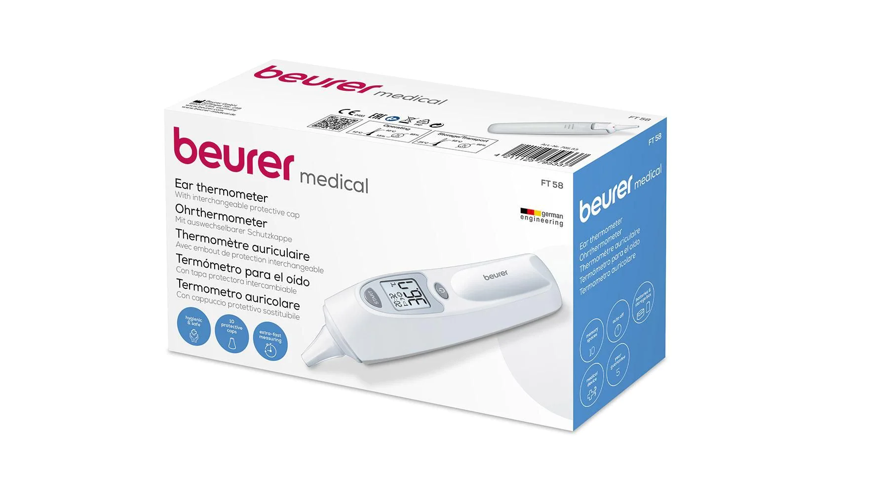 Beurer Ear Thermometer FT58 Kuwait بويرار مقياس حرارة الأذن ديجيتال ترمومتر اف تى 58 الكويت