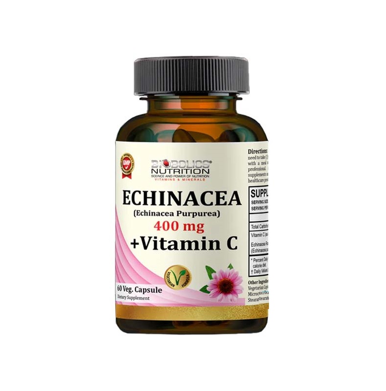 Biobolics Echinacea 400 MG Plus Vitamin C 60 Veg Capsules Kuwait بايوبولكس اكنيشيا 400 مجم بلس فيتامين سي 60 كبسولة نباتية الكويت