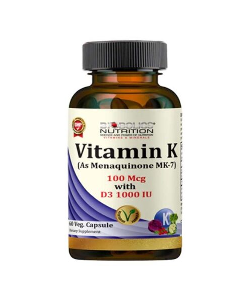 Biobolics Vitamin K2 100 MCG With Vitamin D3 1000 IU 60 Veg Capsules Kuwait بايوبولكس فيتامين ك 2 مع فيتامين د 3 1000 وحدة دولية 60 كبسولة نباتية الكويت