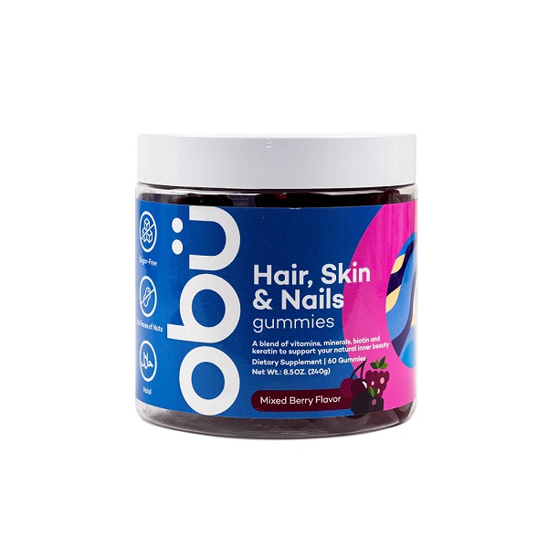 Obu Hair, Skin & Nails Mixed Berry Flavor 60 Gummies Kuwait أوبو هير، سكين آند نيلز - نكهة التوت المختلط - 60 علكة الكويت