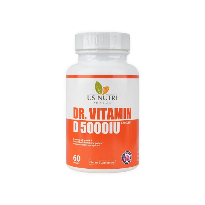 Us Nutri Dr.Vitamin D 5,000 Iu 60 Capsules Kuwait يو إس نيوتري دكتور فيتامين دال تركيز 5,000 وحدة دولية - 60 كبسولة الكويت