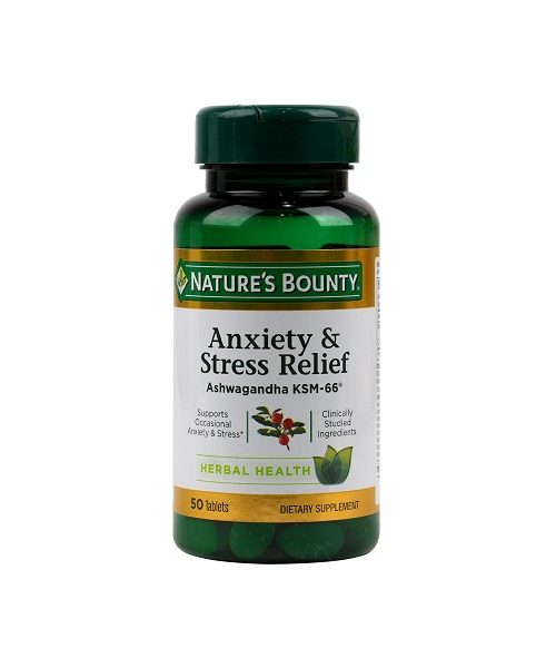Natures Bounty Anxiety & Stress Relief 50 Tablets Ashwagandha & L Theanine