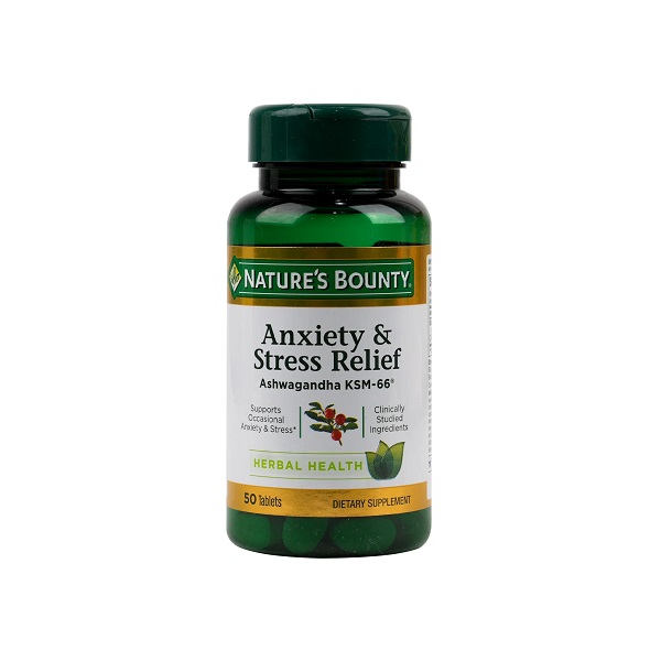 Natures Bounty Anxiety & Stress Relief 50 Tablets Ashwagandha & L Theanine