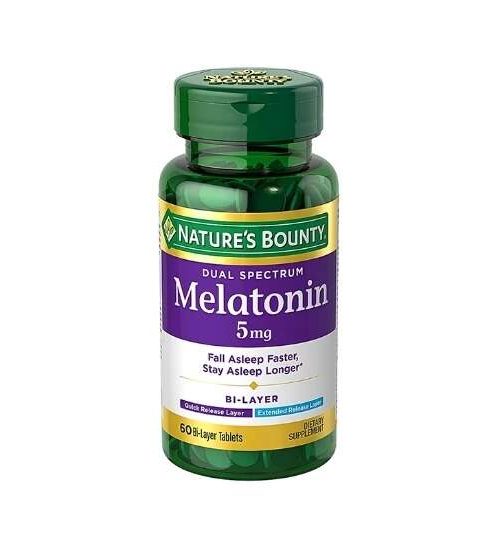 Nature's Bounty Melatonin 5 mg 60 Tablets For Better & Longer Sleep