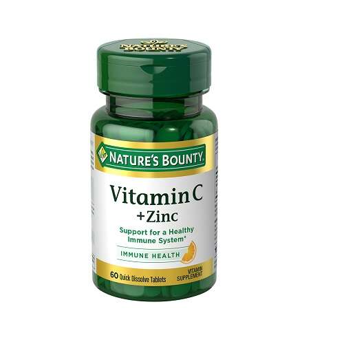 Nature's Bounty Vitamin C + Zinc Quick Dissolve under tongue 60 Tablets Antioxidant & immunity